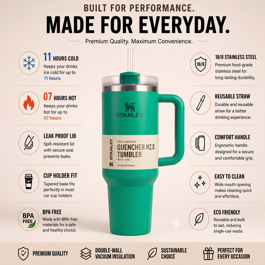 Green 40oz Premium Insulated Travel Tumbler